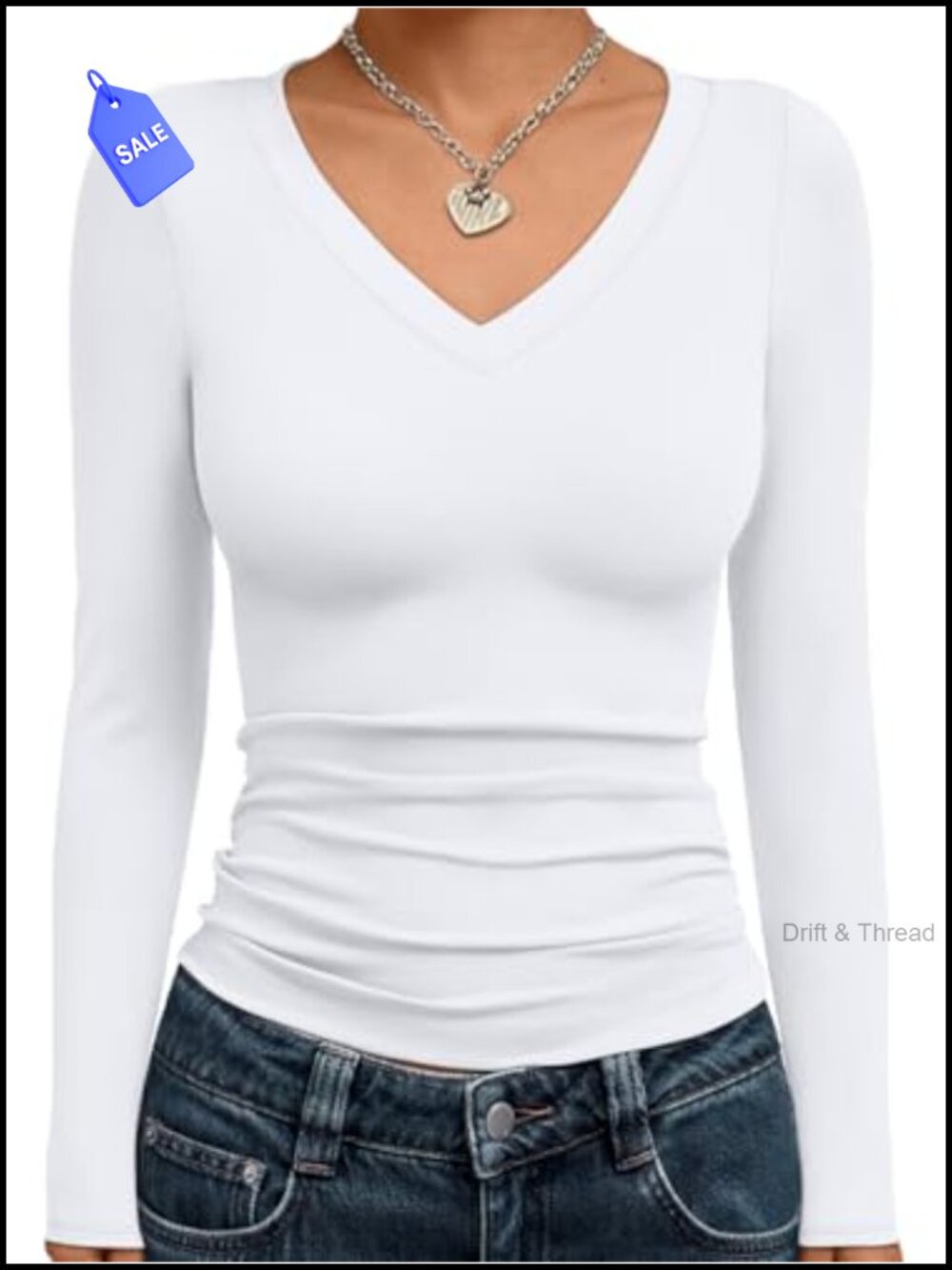 Long Sleeve Crop Top Women Fitted Stretch V-Neck Basic Shirt Fall Winter Fashion